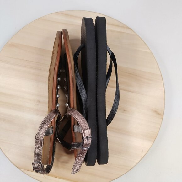 Maurices Strappy Bronze Sandals and Black Flip Flops (Lot of 2 pair) Women US 9 - Picture 4 of 13
